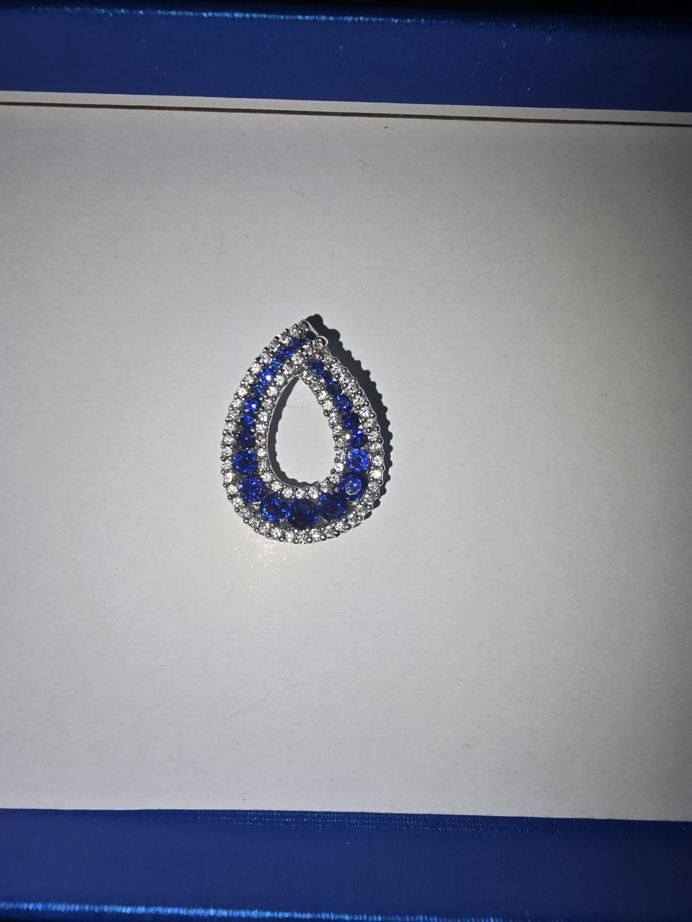Elegant Teardrop Blue and Silver Pendant - Women Jewelry